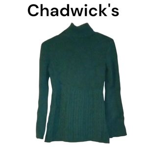 Chadwick 100% Cotton Green Ribbed Turtle Neck Long Tunic Sweater- SZ: S